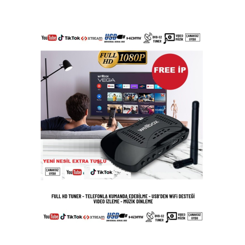 Vega Çanaklı Çanaksız Wifi Anten Dahil Full Hd Free Ip Yeni Nesil Extra Tuşlu Uyumlu Vega Çanaklı Çanaksız Wifi Anten Dahil Full Hd Free Ip Yeni Nesil Extra Tuşlu Uyumlu