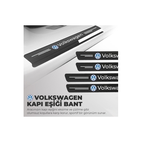 Volkswagen Logolu Karbon Kapı Eşiği Koruyucu Bant Folyo 4'lü Set Volkswagen Logolu Karbon Kapı Eşiği Koruyucu Bant Folyo 4'lü Set