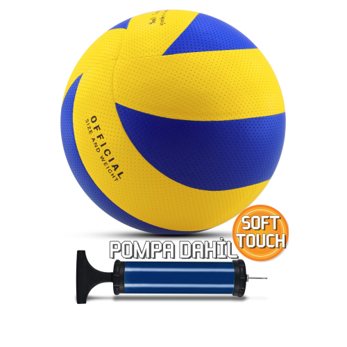 Yapıştırma Voleybol Topu Pompalı Set Soft Touch İç-Dış Mekan Uygun 8 Panel Mavi 280 Gram
