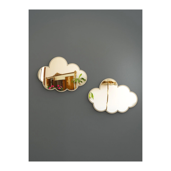Bulut Figürlü Çocuk Odası Dekoratif Ayna Pleksi 1 Adet Gümüş Renk