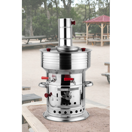 7 Litre Paslanmaz Metal Odunlu Kömürlü Çay Semaveri Odunlu Kömürlü Semaver Çift Musluklu Semaver 7 Litre Paslanmaz Metal Odunlu Kömürlü Çay Semaveri Odunlu Kömürlü Semaver Çift Musluklu Semaver
