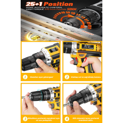 Spech Power X 58 V 12 Ah Çift Akülü Metal Dişli Şanzıman Şarjlı Vidalama Matkap 28 Parça Uç Setli Spech Power X 58 V 12 Ah Çift Akülü Metal Dişli Şanzıman Şarjlı Vidalama Matkap 28 Parça Uç Setli