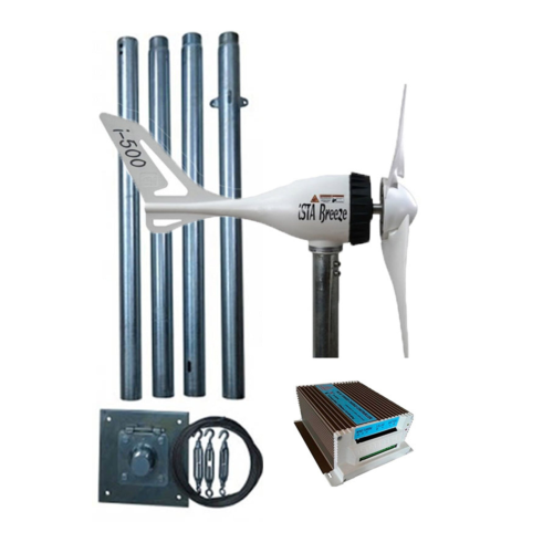 I-500 W Rüzgar Türbini + Hibrit Şarj Kontrol Cihazı + Direk Seti I-500 W Rüzgar Türbini + Hibrit Şarj Kontrol Cihazı + Direk Seti