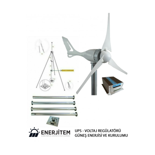 Set E-500 Rüzgar Türbini +Hibrit Şarj Kontrol Cihazı + Direk Seti ENERJİTEM Set E-500 Rüzgar Türbini +Hibrit Şarj Kontrol Cihazı + Direk Seti ENERJİTEM