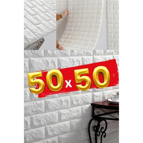 50x50 Cm 0,27 M² Silinebilir Kendinden Yapışkanlı Duvar Kağıdı Esnek Köpük Panel 3d Tuğla Desen