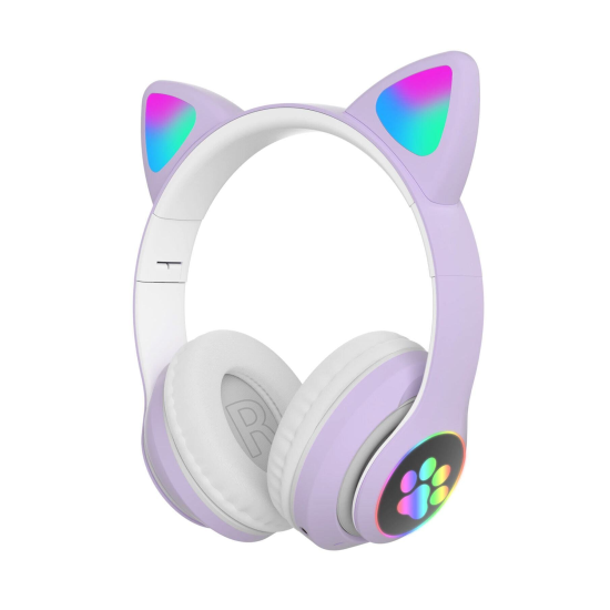 Vilya Kedi Kulağı Detaylı Uyumlu Bluetooth Kablosuz Kulaklık Çocuk Oyuncu + Aux Kablo