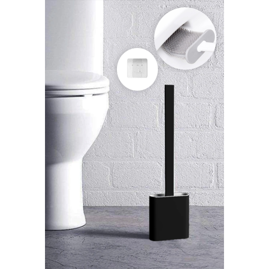 Siyah Renk Silikon Tuvalet Fırçası | Bükülebilir Pratik Silikon Wc Klozet Fırçası