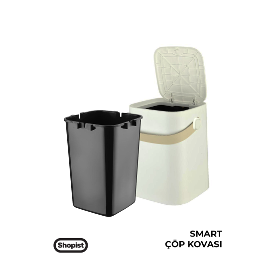 Smart 4lt Beyaz Renk Bas Aç Mekanizmali Minimalist Tasarim Çöp Kovasi Mutfak Ve Banyo Çöp Kovasi