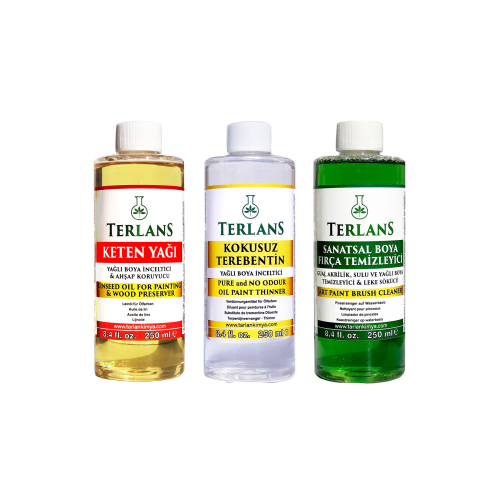 Yağlı Boya Seti Yardımcı Malzemeler 3 X 250 ml Kokusuz Terebentin Resim Yağı Ve Boya Tem. Yağlı Boya Seti Yardımcı Malzemeler 3 X 250 ml Kokusuz Terebentin Resim Yağı Ve Boya Tem.