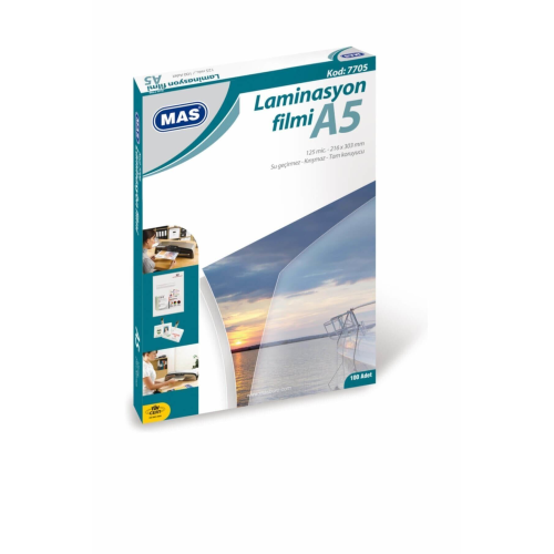 Mas Laminasyon Filmi Parlak A5 125 Mıc 100 Lü 7705 (EBAT:A4 ‘ÜN YARISIDIR) Mas Laminasyon Filmi Parlak A5 125 Mıc 100 Lü 7705 (EBAT:A4 ‘ÜN YARISIDIR)