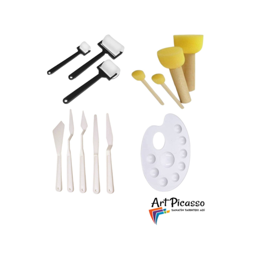 Palet,rulo Fırça,ponpon Fırça Ve Spatula 4'lü Set Sym Palet,rulo Fırça,ponpon Fırça Ve Spatula 4'lü Set Sym
