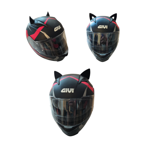 Kask süsü -3 lü set Kedi kulağı,kask boynuzu ve Rüzgar Tutmaz kedi kulağı sağ sol takım-siyah Kask süsü -3 lü set Kedi kulağı,kask boynuzu ve Rüzgar Tutmaz kedi kulağı sağ sol takım-siyah
