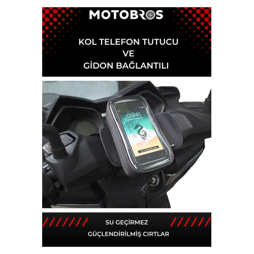 Motosiklet Sürücüsü Kol Ve Gidona Takılabilir Çantalı Telefon Tutucu 6,5