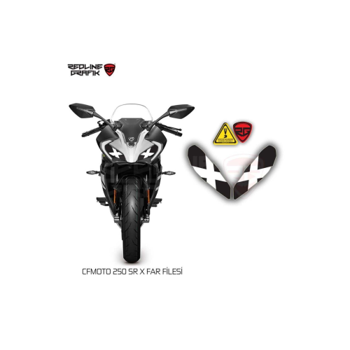CF MOTO 250 SR 2020 - 2023 UYUMLU FAR STİCKER X BEYAZ Redlinegrafik CF MOTO 250 SR 2020 - 2023 UYUMLU FAR STİCKER X BEYAZ Redlinegrafik
