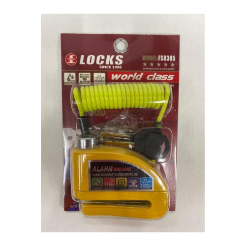 Mototork - 110 Db Sarı Alarmlı Disk Kilidi hatırlatıcı Kablo Mototork - 110 Db Sarı Alarmlı Disk Kilidi hatırlatıcı Kablo