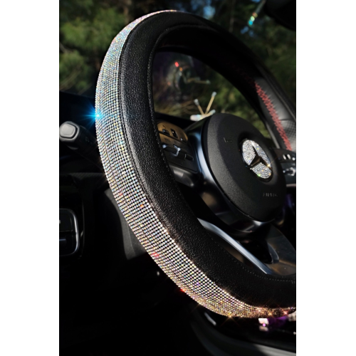 Gümüş Swarovski Taşlı Araba Direksiyon Kılıfı Gümüş Swarovski Taşlı Araba Direksiyon Kılıfı