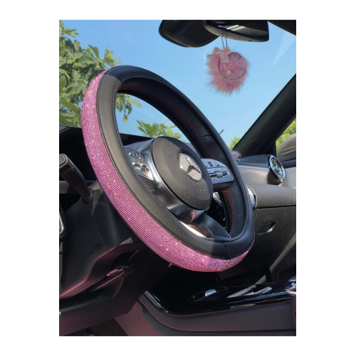 Pembe Swarovski Taşlı Araba Direksiyon Kılıfı Pembe Swarovski Taşlı Araba Direksiyon Kılıfı