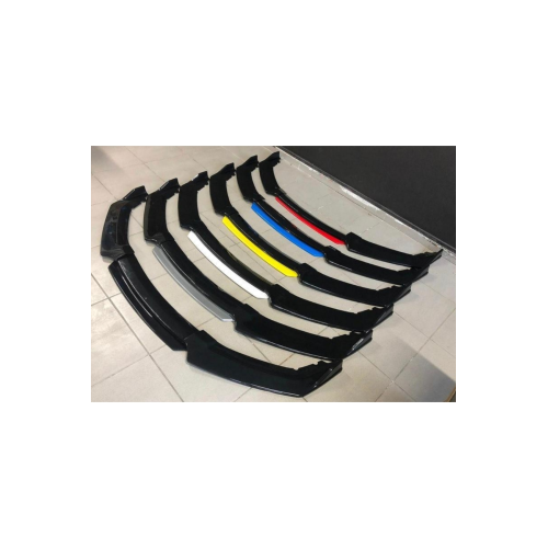 4 Parça Ön Lip Üniversal Ön Tampon Eki Piano Black Kırmızı Dil