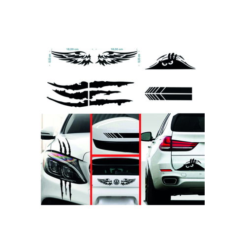 Oto Sticker Mega 4lü Paket Dikiz Kanat Monster Pençe Bagaj Sticker Oto Sticker Mega 4lü Paket Dikiz Kanat Monster Pençe Bagaj Sticker