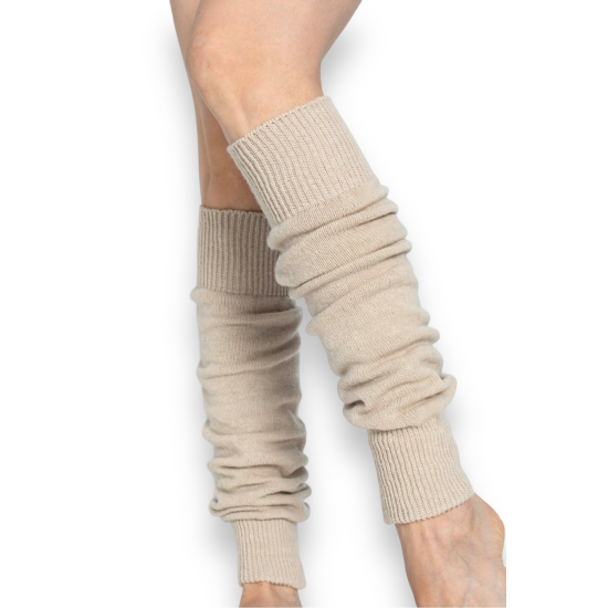 Lambswool Krem Kışlık Yün Diba Kadın Dizlik Kalın Tozluk Ayaksız Yoga Çorabı
