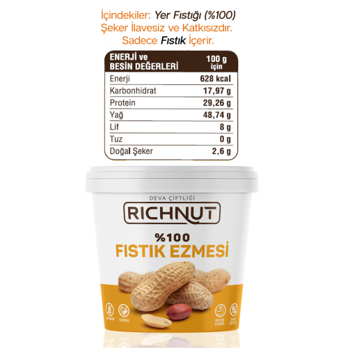 2 Kg Şekersiz Katkısız %100 Fıstık Ezmesi (2 X 1000 GR) 2 Kg Şekersiz Katkısız %100 Fıstık Ezmesi (2 X 1000 GR)