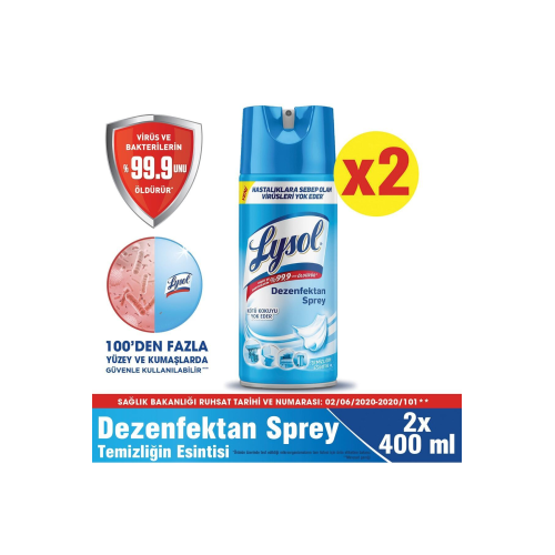 Dezenfektan Sprey Temizliğin Esintisi 2'li, Yüzeyler Için, 2x400 Ml Dezenfektan Sprey Temizliğin Esintisi 2'li, Yüzeyler Için, 2x400 Ml