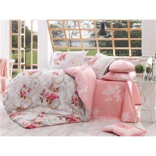 Hobby Clementina Poplin Çift Kişilik Pembe Nevresim Takımı 