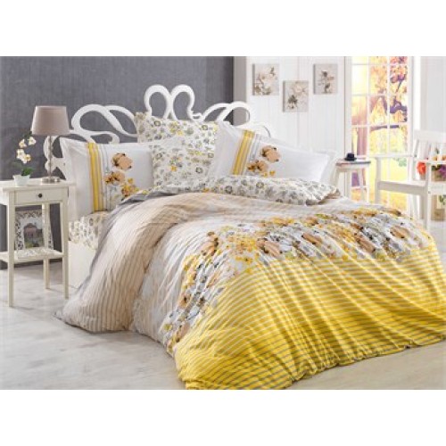 Hobby Fiesta Poplin Çift Kişilik Sarı Nevresim Takımı 