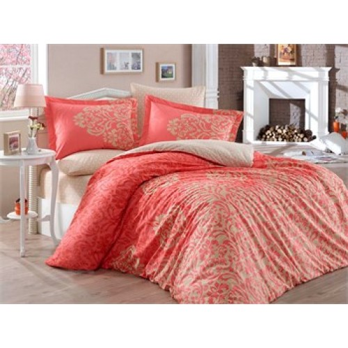 Hobby Serenity Poplin Çift Kişilik Kırmızı Nevresim Takımı 