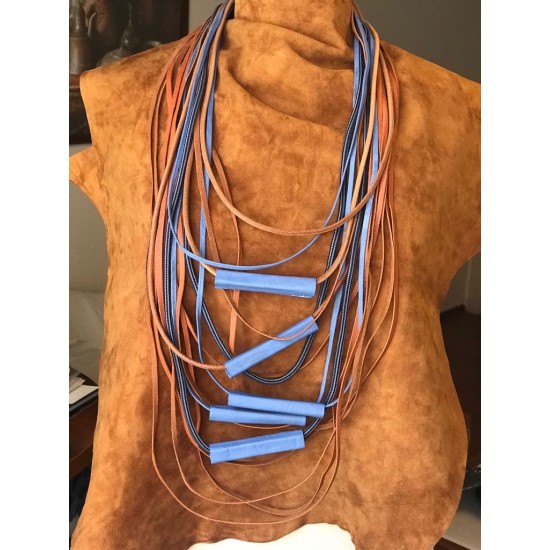 Blue Orange Design Necklace